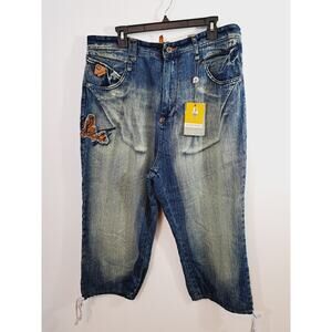 Akedemks Vintage Men's New! Deadstock 90's Loose Fit Long Length Shorts Size 38